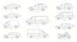 © rahma - Vehicle Silhouettes: Cars, Vans, SUV, and Motorcycle Line Drawings