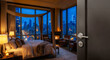 © Soho A studio - Half Opened door of hotel room with blurred luxury bedroom background
