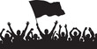 © aminmia33 - Silhouette of a crowd of people with one holding a flag