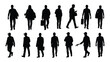 © SILHUETTECHEMBER - A collection of diverse black silhouettes depicting people in various casual and professional poses walking and standing high quality detailed modern