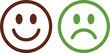© MDMAHBUBUR - Happy and sad emoticons showing positive and negative mood reactions with brown and green circle icons