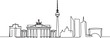 © firoz - Continuous line drawing of Berlin’s skyline, Germany. Modern European city with iconic architecture depicted in a simple linear style. one line Icon drawing