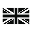 © VectorPulse - Black and white union jack flag symbol isolated on white background