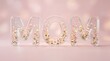 © Bapi - 3D Glass Typography of MOM with Glowing Flowers Inside