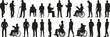 © Mannan - Collection of diverse people silhouettes including individuals with disabilities on a white background Keywords: silhouette, people