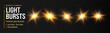 © RDVector - Spark background golden burst with flash effect of sunshine. Yellow lens rays twinkle blur color through camera transparent blue. Sunrise beam for isolated graphic halo pure light energy.