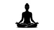 © Hughes - Black silhouette of a woman meditating in lotus pose, isolated on transparent background