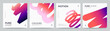 © alexandertrou - Modern abstract square poster set with dynamic gradient shapes in vibrant colors. Minimal banner design with fluid forms and smooth color transitions. Ideal for branding, presentations, social media