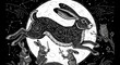 © sumi - Artistic illustration of a hare with celestial elements and additional rabbits
