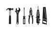© SALAAR  - Black Silhouette Of Various Hand Tools On White Background For DIY And Construction Concepts