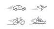 © Nazal - Diverse Transportation Methods Icons: Car, Airplane, Bicycle, Boat