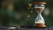 © dejie - A cracked hourglass spilling sand onto a young sapling, representing premature time pressure.