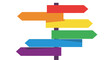 © khalif15 - Colorful directional signposts with rainbow colors pointing in different directions, symbolizing choice and guidance