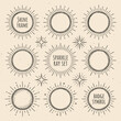 © JohnnyMohAzar - Doodle circle sunburst, sparkle ray set. Hand drawn sketch style. Shine frame symbol for badge. Vector illustration