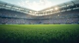 Softly blurred stadium environment featuring a soccer field