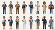 © Creative Nest - Diverse professional workers collection with doctors police officers chef musician and service staff, flat vector character set isolated on white background