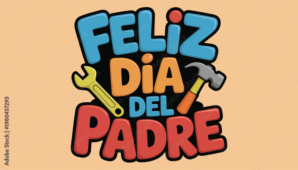 Feliz dia del Padre lettering spanish text phrases Happy father's Day ...