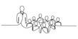 © Purnima - A single continuous line drawing of a leader standing in front of a group of diverse team members