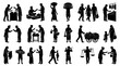 © Muamanah - Traditional Market People Black  White Silhouette Glyphs - Daily Life  Street Trade Vector Set