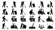 © Muamanah - Cleaning Service Icons: Janitor, Broom, Mop, Trash Can, Sweeper, Cart
