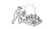 © Kordinan - Gardener Tending to a Raised Bed Vegetable Garden