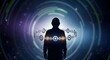 © Zoya - A captivating conceptual visualization of an individual's presence within a complex technological landscape, symbolizing data, connection, and digital identity in a futuristic setting