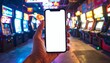 © gilz_r - Smartphone Mockup with Blank Screen in Neon Game Arcade