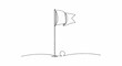© Helm - Single line drawing of a wavy flag on a pole with a looped base on a curved surface
