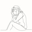 © Alvian - Continuous one line drawing of stressed person covering face with hand, concept of frustration, anxiety and mental pressure, Hand drawn single line vector illustration