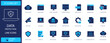 © J.G Studio - Cyber security and data protection line icons set, 21 vector elements for network safety, blue flat icons for cloud computing and privacy