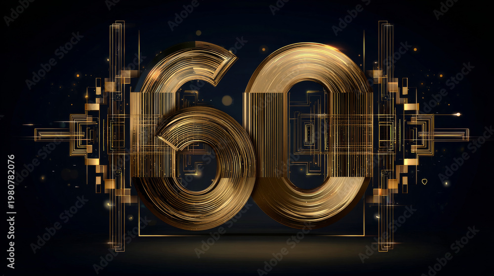 60th Anniversary luxury gold celebration with Flickering Rectangles ...