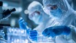 © Sergej - Scientists researching virus in laboratory cleanroom