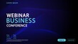 © 365 days studio - Modern webinar business conference landing page template with abstract blue wave lines and dark background providing copy space for online corporate events and digital marketing promotion.