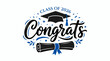 © Zahra - Graduation celebration lettering with class of 2026 text mortarboard cap and diploma scroll on white, concept for greeting card, academic achievement and university convocation ceremony