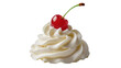 © Viktor - Isolated sweet whipped cream dollop with a glossy fresh red maraschino cherry on top