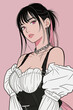 © hakule - Anime Girl with Pink Highlights and Fashionable Outfit
