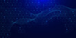 © Alfan Subekti - Futuristic blue hexagon pattern with glowing dots and wave flow background vector. Modern science, medical research and technology concept. Design for web banner, presentation template.