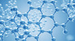 © NUR - Blue molecular structure with hexagonal lattice and bokeh background molecule science