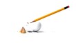 © Daun - Sharpened pencil leans on a golf ball, with shavings, on a white surface with soft shadows