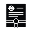 © Bar - A simple black silhouette depicts a baby s birth certificate with a smiling face and decorative elements high quality professional