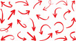 © Ashrafun - A varied collection of hand-drawn red vector arrows pointing multiple directions