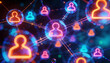 © SinarAi - A digital network of people connected by glowing lines, symbolizing social media and online communities