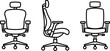 © Rokonuzzaman - Set of three professional ergonomic office chair vector illustrations showing front side and back views for interior design projects