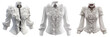 © SHIMA - Set of A neatly pressed Victorian-inspired women’s blouse with long sleeves and decorative lace trim on transparent png background. Ai generated