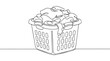 © Mostafizur - hand drawn recycling bin illustration with overflowing paper waste and zero waste icons