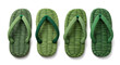 © Arifbudiman - Traditional Japanese woven tatami sandals with green straps a pair of zori flip flops cultural footwear for summer festivals and casual wear