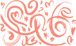 © Ibrahim Khalal - Coral abstract brush strokes swirls hearts and stars doodles on transparent background festive background.