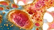 © Anuson - Microscopic view revealing the intricate structure of cells with visible nuclei and cytoplasm depicting the complexity of life processes.