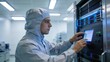 © Rajesh - Man in protective suit working on server