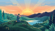 © menang - A person kneels in prayer on a serene hilltop during the National Day of Prayer at sunrise